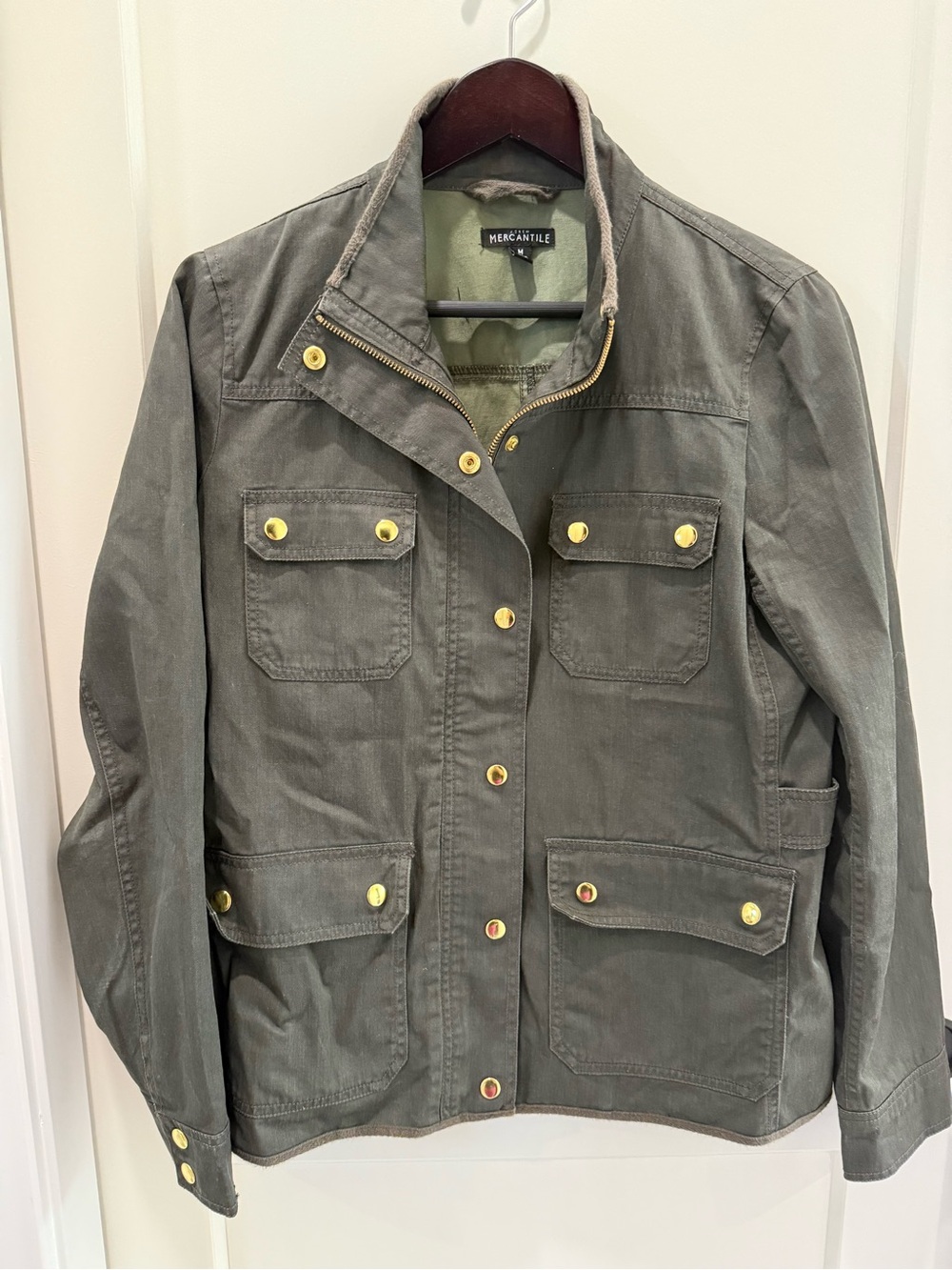 J. Crew Olive Green Utility Jacket with Gold Hardware